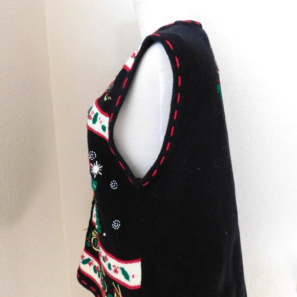 Bobbie Brooks Snowman Applique Embroidered Christmas Sweater Vest Size 8-10 M - Picture 7 of 9